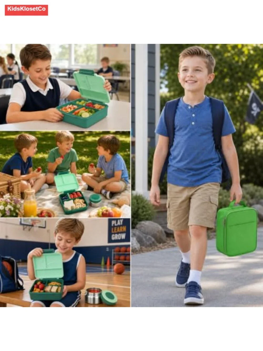 Bento Lunch Box Set for Kids with Thermo Jar and Insulated Bag, Leak-Proof